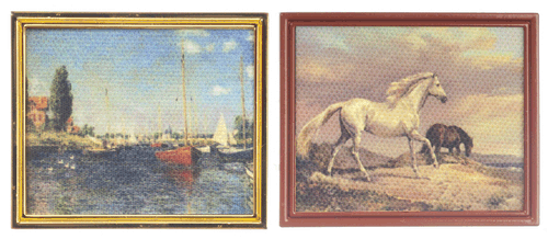 Monet, Horses on Canvas, Metal Frame, 2 pc.