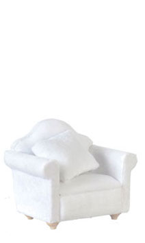 Chair with Pillows, White