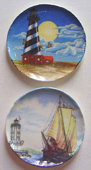 Dollhouse Miniature Lighthouse & Ship Platters