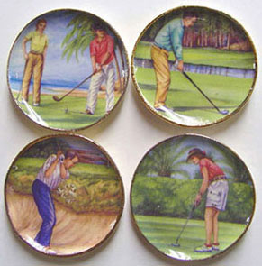 Dollhouse Miniature 4 Golf Platters
