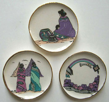Dollhouse Miniature 3 Lavender S W Platters