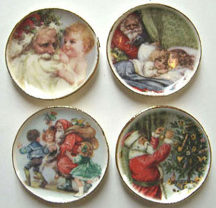Dollhouse Miniature 4 Santa & Children Platters