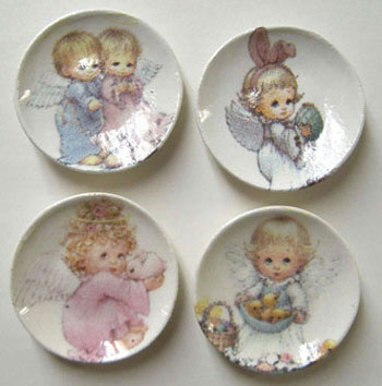 Dollhouse Miniature Easter Angel Plates
