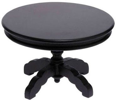Dollhouse Miniature Round Pedestal Table, Black