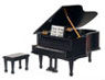 Dollhouse Miniature Piano with Bench, Black