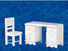 Dollhouse Miniature Desk & Chair Set, White