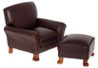 Leather Chair with Ottoman, Brown, Walnut