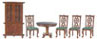 Dollhouse Miniature Dining Room, 6 pc, Red, Walnut