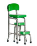 Dollhouse Miniature Kitchen Stool with Step, Dark Green