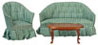 Dollhouse Miniature Living Room Set, Walnut, 3Pc