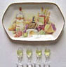 Dollhouse Miniature Ceramic Wine  & Cheese Tray