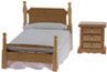 Dollhouse Miniature Bed & Night Stand, Oak