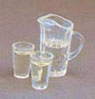 Dollhouse Miniature Water Pitcher w/2 Glasses