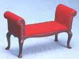 Dollhouse Miniature Settee, Mahogany with Red Velour Fabric