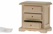 Dollhouse Miniature Night Stand, Unfinished