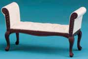 Dollhouse Miniature Settee, Mahogany, with White Fabric