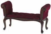 Dollhouse Miniature Settee, Walnut, with Red Fabric