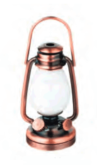 Dollhouse Miniature LED Oil lamp Lantern, Copper