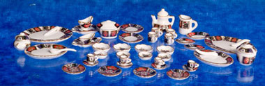 50 Pcs Dollhouse Tea Set Blue Floral Aztec Imports
