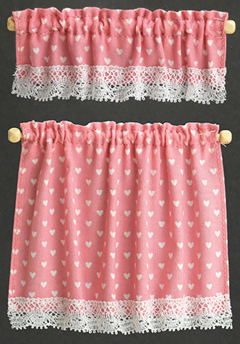 Dollhouse Cottage Curtains Nursery Hearts Pink Bb50414 Dollhouse Cottage Curtains Nursery Hearts Pink Bb50414