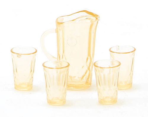 Light Blue Miniature Dollhouse Chrysnbon Pitcher and 4 glasses