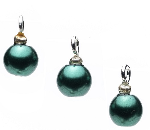 Green Pearl Ornaments, Pkg. 3