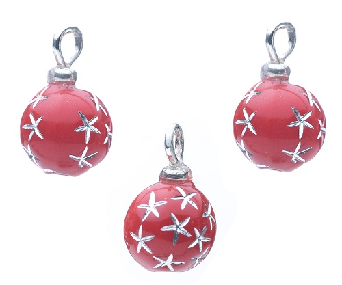 Red Starburst Ornaments, Pkg. 3