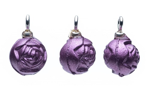 Purple Rose Ornament, Pkg. 3