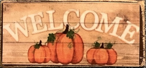 Decor Board Sign - Welcome w/ Pumpkins