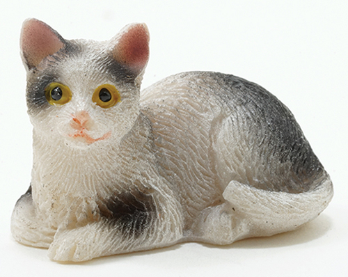 Dollhouse Miniatures 1:12 Scale Black And White Cat Sitting #IM65457 