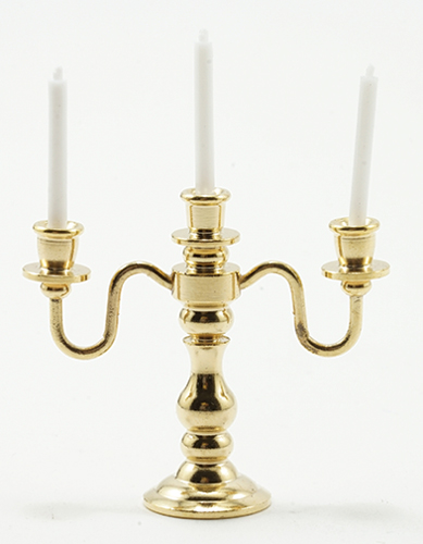 Pair Dollhouse Miniature Candlesticks Matal Candle W Plastic Candles