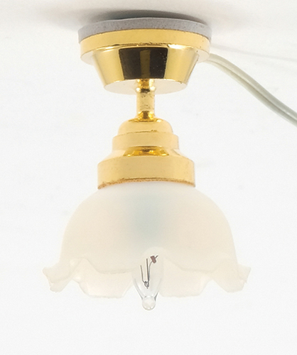 Dollhouse  Miniature Hanging Large Tulip Ceiling Light Electric 1:12 Scale 12v 