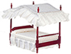 Dollhouse Miniature Canopy Bed, Mahogany