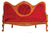 Dollhouse Miniature Mirror back Sofa, Red