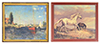 Monet, Horses on Canvas, Metal Frame, 2 pc.
