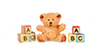 Dollhouse Miniature Polyresin Bear, ABC Blocks