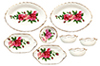 Dollhouse Miniature Bowls/Oval Plate, Red Rose, 8pc