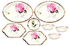 Dollhouse Miniature Bowls/Oval Plate, Pink Rose, 8pc