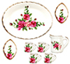 Dollhouse Miniature Mugs/Plates, Red Rose, 8pc