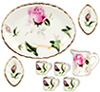 Dollhouse Miniature Mugs/Plates, Pink Rose, 8pc