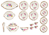 Dollhouse Miniature Rose with Gold Trim Tea Set, 18 pc