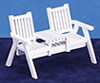 Dollhouse Miniature Lawn Love Seat, White