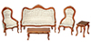 Victorian Living Room Set of 5, Walnut