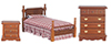 Dollhouse Miniature Bed Set, 3 pc, Walnut