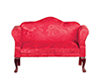 Dollhouse Miniature Queen Anne Loveseat, Red, Mahogany