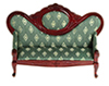 Dollhouse Miniature Victorian Sofa, Mahogany, Green Diamonds