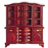 Dollhouse Miniature Hutch with Glass Doors, Mahogany