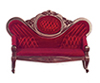 Dollhouse Miniature Victorian Sofa, Red, Mahogany