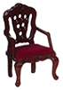 Carved Back Armchair, Red, Mahogany