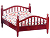 Dollhouse Miniature Double Bed, Mahogany